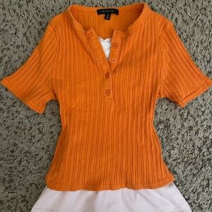 Y2K Papaya Buttoned Henley